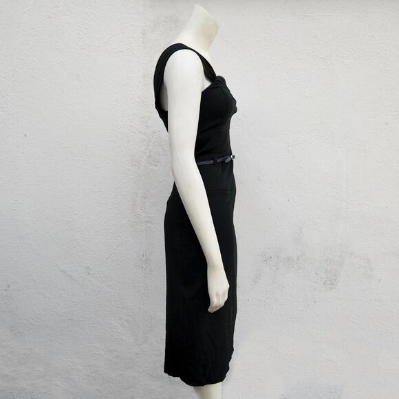 Black Halo One Shoulder Belted Sheath Dress - Picture 4 of 8